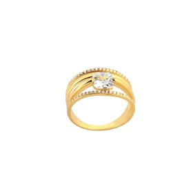 Imagem do produto Anel Solitário com Aparador de Zircônia Folheado a Ouro 18K