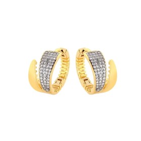 Imagem do produto Brinco Argola de Click com Aro de Zircônia e Liso Folheado a Ouro 18K