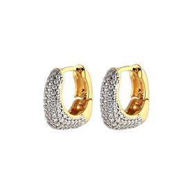 Imagem do produto Brinco Argola Quadrado com Cravação de Zircônias Folheado a Ouro 18K