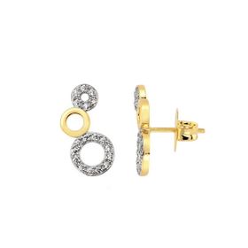 Imagem do produto Brinco Earcuff Circulos com Cravação de Zircônias e Liso Central Folheado a Ouro 18K