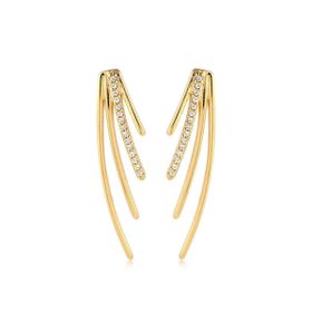 Imagem do produto Brinco Filete de Zircônia e Liso Folheado a Ouro 18K