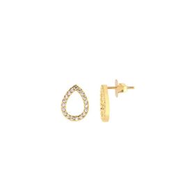 Imagem do produto Brinco Gota Vazado e Cravjeado com Zircônia Folheado a Ouro 18K