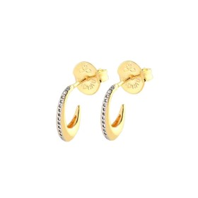 Imagem do produto Brinco Meia-Argola Oval Pequeno Cravejado com Zircônia Folheado a Ouro 18K