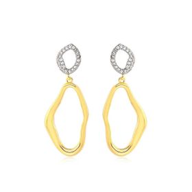 Imagem do produto Brinco Orgânico Liso com Base Cravejada de Zircônia Folheado a Ouro 18K