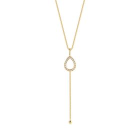 Imagem do produto Colar Gargantilha Gravata com Pingente Gota Vazada Cravejada Folheado a Ouro 18K