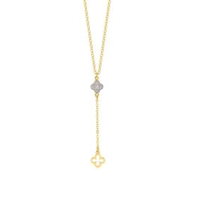 Imagem do produto Colar Gargantilha Gravatinha Trevo Liso e Cravejado com Zircônia Folheado a Ouro 18K