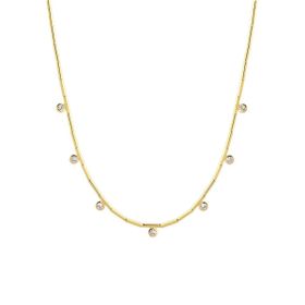 Imagem do produto Colar Gargantilha Tubinhos com Zircônias Pontos de Luz Folheado a Ouro 18K