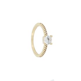 Imagem do produto Anel com Cristal Zircônia 4 Garras com Aro Cravejado Folheado a Ouro 18K