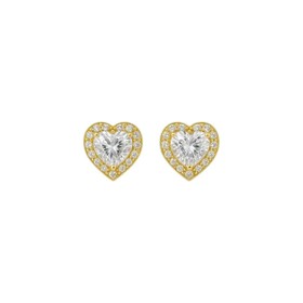 Imagem do produto Brinco Cristal Coração com Cravação na Volta Folheado a Ouro 18K