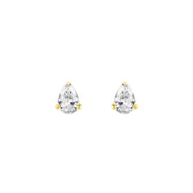 Imagem do produto Brinco Pequeno Cristal Gota 3 Garras Folheado a Ouro 18K