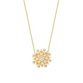 Imagem do produto Colar com Pingente de Flor Cravejado Folheado a Ouro 18K