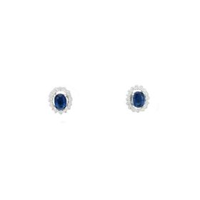 Imagem do produto Brinco com Cristal Oval de Safira com Cravação na Volta em Prata 925