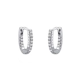 Imagem do produto Brinco de Argola Click Cravejado com Zircônias Frente e Verso em Prata 925