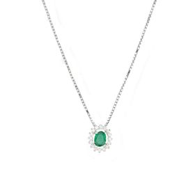 Imagem do produto Colar com Cristal Oval de Esmeralda com Cravação na Volta em Prata 925