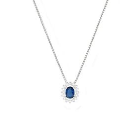 Imagem do produto Colar com Cristal Oval de Safira com Cravação na Volta em Prata 925