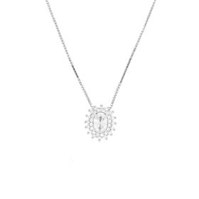 Imagem do produto Colar Cristal Oval Cravejado com Pontos de Luz Zircônia em Prata 925