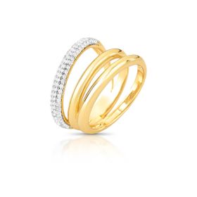 Imagem do produto Anel 3 Linhas Liso e Cravejado de Zircônia Folheado a Ouro 18K