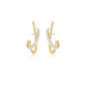 Imagem do produto Brinco Longo Duas Voltas Entrelaçado Liso e com Zircônia Folheado a Ouro 18K