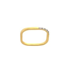 Imagem do produto Anel Quadrado Arredondado com Zircônias Folheado a Ouro 18K