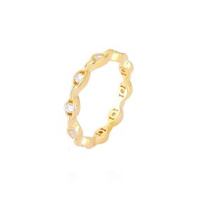 Imagem do produto Anel Aparador Ondulado com Zircônias Folheado a Ouro 18K