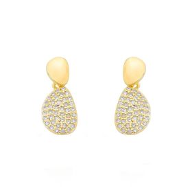 Imagem do produto Brinco Gotas Base Lisa e Pendente Pavê de Zircônia Folheado a Ouro 18K