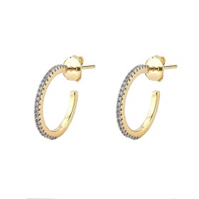 Imagem do produto Brinco Meia Argola Cravejada com Zircônias Folheado a Ouro 18K