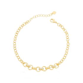 Imagem do produto Pulseira Elo Português com Detalhe Cravejado Folheado a Ouro 18K