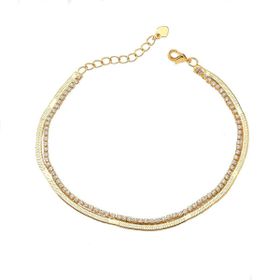 Imagem do produto Pulseira Riviera Dupla com Fita Snake Folheado a Ouro 18K