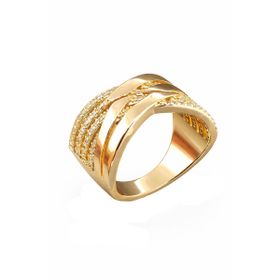 Imagem do produto Anel Largo de Fios com Zircônia Folheado a Ouro 18K