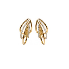 Imagem do produto Brinco Argola Tripla Entrelaçada com Linhas Cravejadas Folheado a Ouro 18K