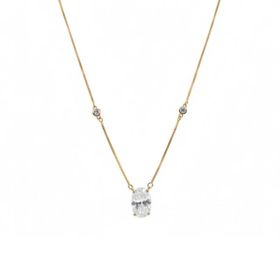 Imagem do produto Colar Cristal Oval com Dois Pontos de Luz Folheado a Ouro 18K