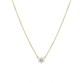 Imagem do produto Colar Solitário Ponto de Luz Zircônia 6 Garras Folheado a Ouro 18K