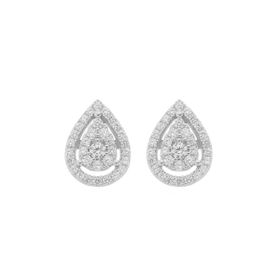 Imagem do produto Brinco Gota 8X10MM Cravejada com Zircônias e Miolo de Pontos de Luz em Prata 925