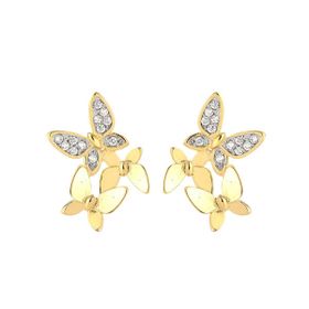 Imagem do produto Brinco Cascata de Borboletas com Zircônias e Liso Folheado a Ouro 18K