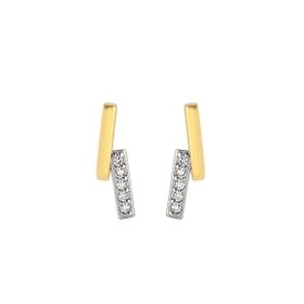 Imagem do produto Brinco de Bastão Duplo Transpassado Liso e Cravejado Folheado a Ouro 18K