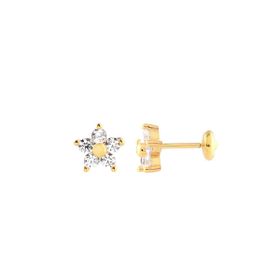 Imagem do produto Brinco de Flor Zircônias com Miolo Liso Folheado a Ouro 18K