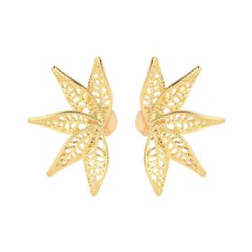 Imagem do produto Brinco Leque de Folhas Liso Folheado a Ouro 18K