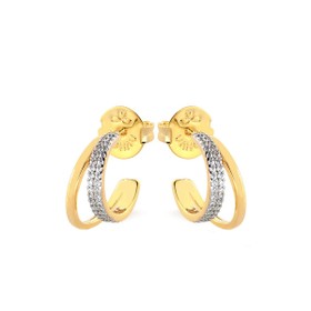 Imagem do produto Brinco Meia Argola Dupla cruzada Liso e Cravejado Folheado a Ouro 18K