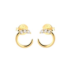 Imagem do produto Brinco Meia Argola Frontal com Pontos de Luz Folheado a Ouro 18K