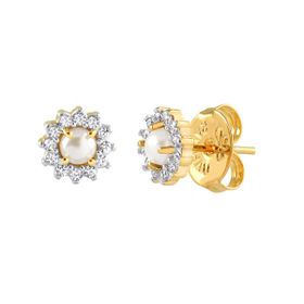 Imagem do produto Brinco Pérola Central com Cravação Flor na Volta Folheado a Ouro 18K