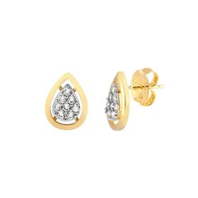 Imagem do produto Brinco Stud Gota Cravejado com Zircônias Folheado a Ouro 18K