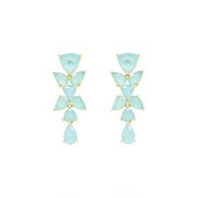 Imagem do produto Brinco Cascata de Cristais Gotas Paraíba Folheado a Ouro 18K