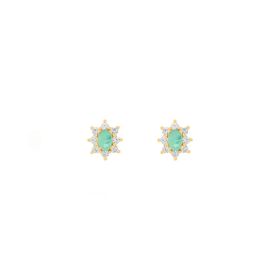 Imagem do produto Brinco Stud Cristal Oval Paraíba com Halo de Zircônias na Volta Folheado a Ouro 18K