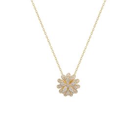 Imagem do produto Colar Flor com Camadas Cravejadas com Zircônias Folheado a Ouro 18K