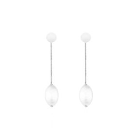 Imagem do produto Brinco Pérola Na base e Pérola Gota Natural Pendente com Fio em Prata 925