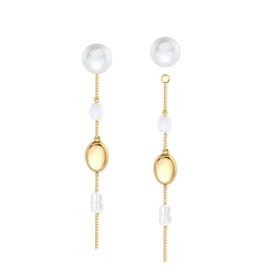 Imagem do produto Brinco Base Pérola Removivel com Pingente Liso e Pérolas Pendente Folheado a Ouro 18K