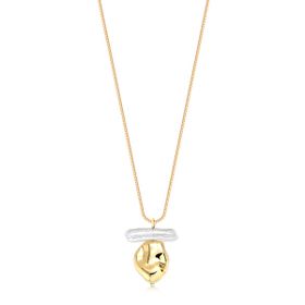 Imagem do produto Colar com Pérola Biwa Palito e Pingente Orgânico Liso Folheado a Ouro 18K