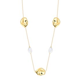 Imagem do produto Colar com Pérolas Biwa e Pingentes Orgânicos Liso Folheado a Ouro 18K