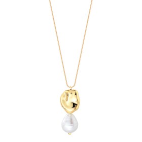 Imagem do produto Colar com Pingente Orgânico e Pérola Biwa Gota Folheado a Ouro 18K