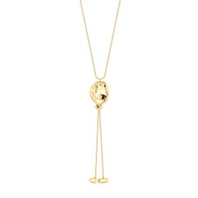 Imagem do produto Colar Gravatinha com Pingente Orgânico Liso e Dois Pendentes Folheado a Ouro 18K